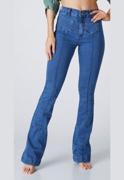 Calça Jeans Outlet Premium Hot Flare Pamela Azul