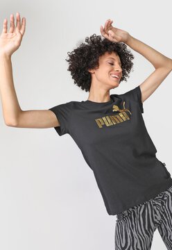 Camiseta Puma Ess  Metallic Logo Preta