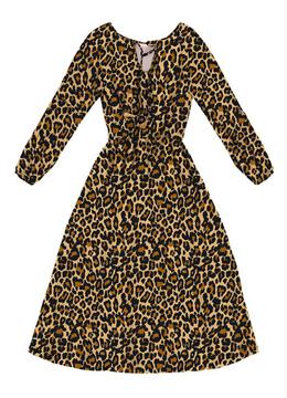 Angel - Vestido Viscose Leopardo Estampado