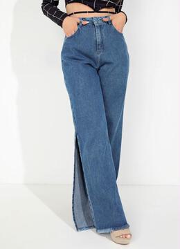 Sawary Jeans - Calça Jeans Wide Leg com Fendas Laterais Sawary