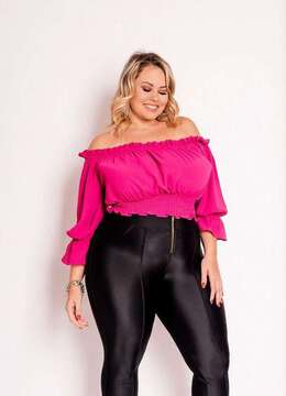 It Curves - Blusa Plus Size Franzido Rosa