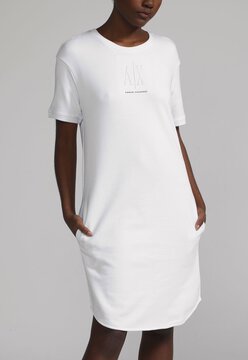 Vestido de Moletom AX ARMANI EXCHANGE Curto Logo Branco