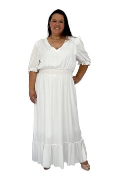 Vestido Midi Almaria Plus Size Bonitta Com Lastex Branco
