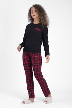Pijama Xadrez Vermelho Clássico Feminino