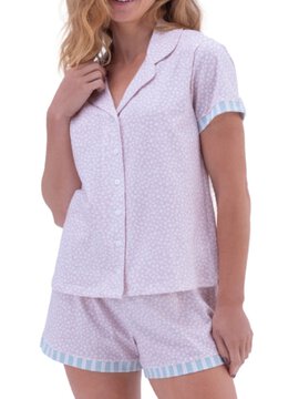 Pijama Feminino Curto Com Abertura Cor Com Amor 13215 Rosa