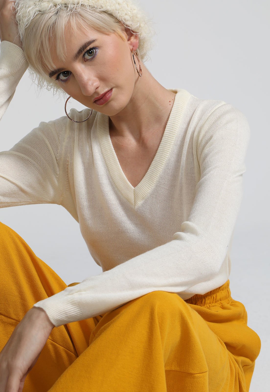 Suéter Tricot Forever 21 Liso Off-White