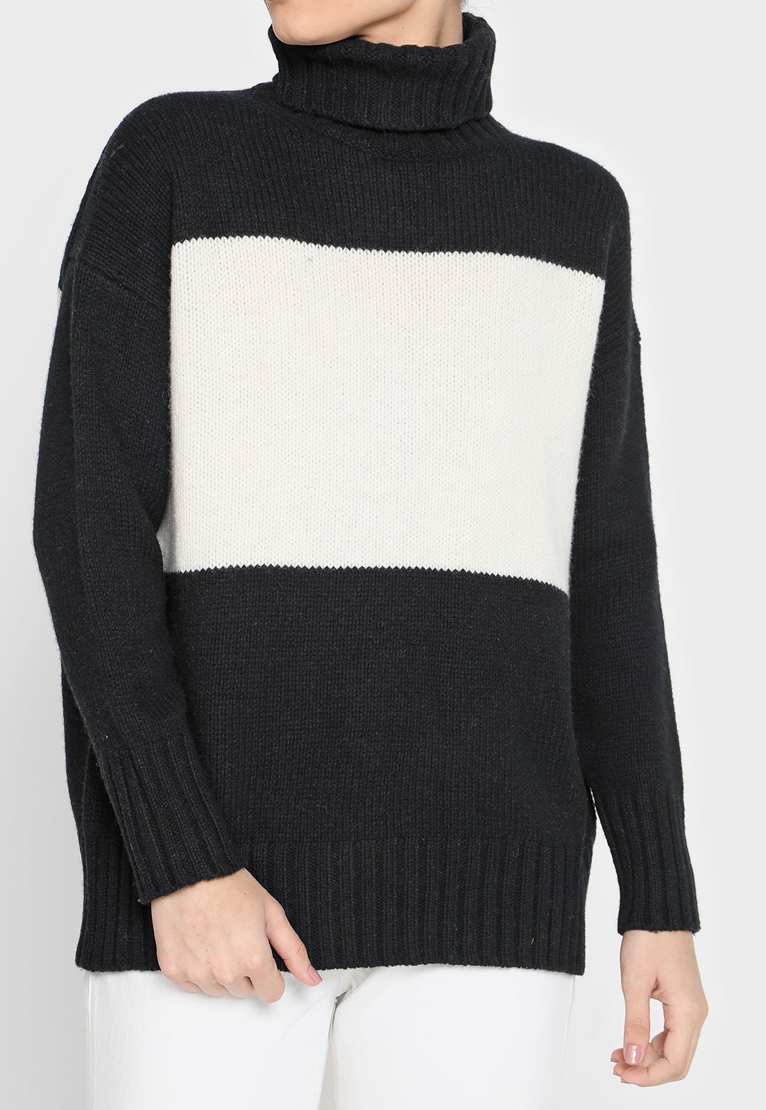 Suéter Lã Polo Ralph Lauren Tricot Color Block Preto