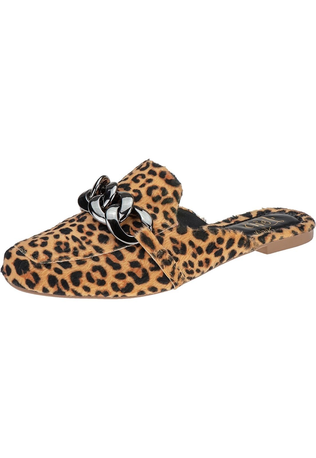 Mule Sapatilha Rasteira Sandalia Feminino Lóris Shoes Confort Macia Onça- Animal Print