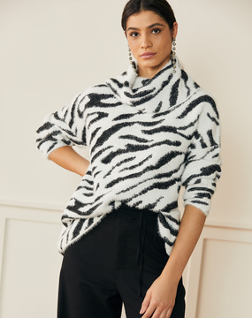 suéter gola alta zebra