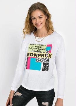 bonprix - Blusa com Estampa Bonprix Branca